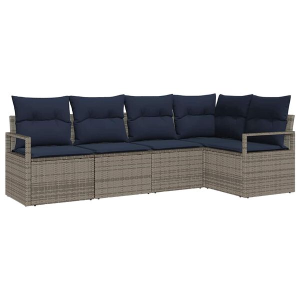 vidaXL Sofa Set 5 pcs Grey Poly Rattan