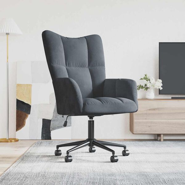 vidaXL Relaxing Chair Dark Grey Velvet