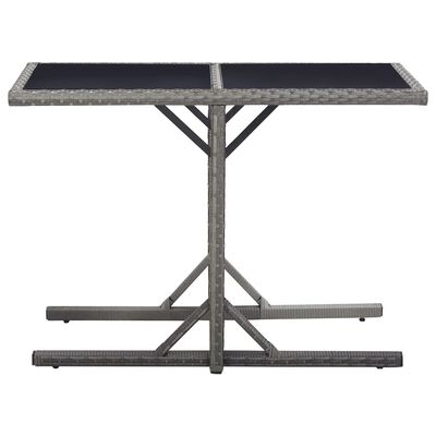 vidaXL Garden Table Anthracite 110x53x72 cm Glass and Poly Rattan