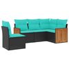 vidaXL 5 Piece Garden Sofa Set with Cushions Black Poly Rattan