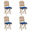 vidaXL 5 Piece Folding Outdoor Dining Set with Cushions Bamboo
