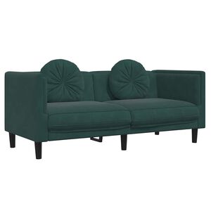 vidaXL Sofa with Cushions 2-Seater Dark Green Velvet