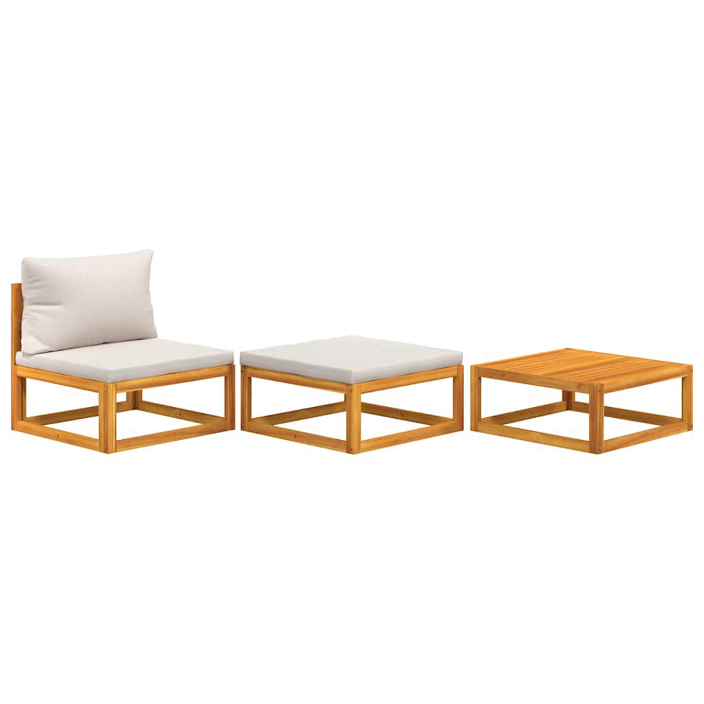 vidaXL 3 Piece Garden Lounge Set with Cushions Solid Wood Acacia
