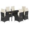 vidaXL 7 Piece Garden Dining Set with Cushions Black Poly Rattan