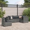 vidaXL 5 Piece Garden Lounge Set with Cushions Grey Poly Rattan