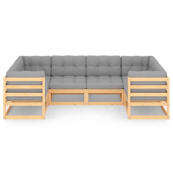 vidaXL 6 Piece Garden Lounge Set with Cushions Solid Pinewood