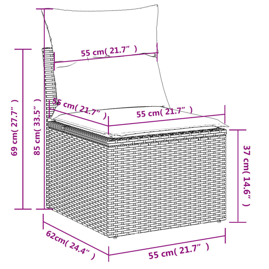 vidaXL 4 Piece Garden Sofa Set with Cushions Grey Poly Rattan