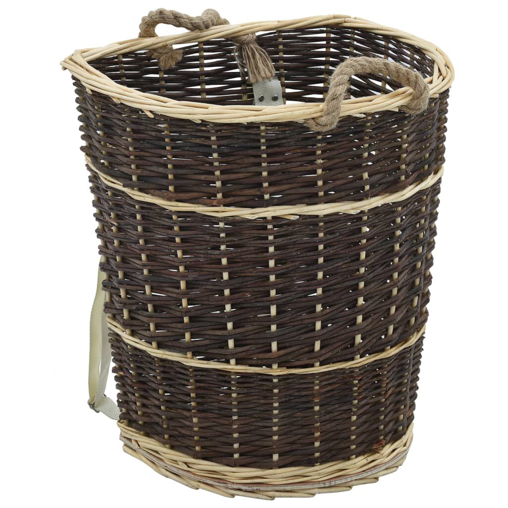 vidaXL Firewood Backpack with Carrying Belts 44.5x37x50 cm Natural Willow