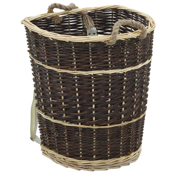 vidaXL Firewood Backpack with Carrying Belts 44.5x37x50 cm Natural Willow