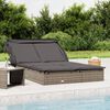 vidaXL 2-Person Sunbed with Foldable Roof Grey 213x118x97 cm Poly Rattan