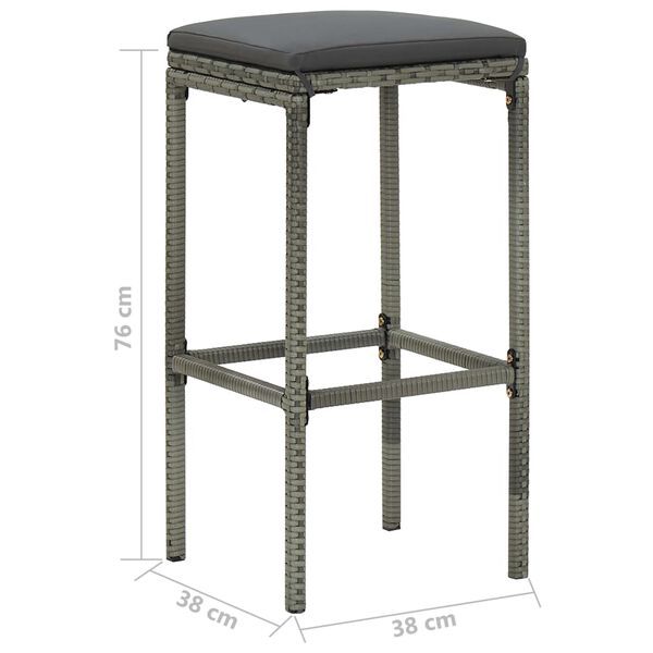 vidaXL 5 Piece Garden Bar Set with Cushions Poly Rattan Grey