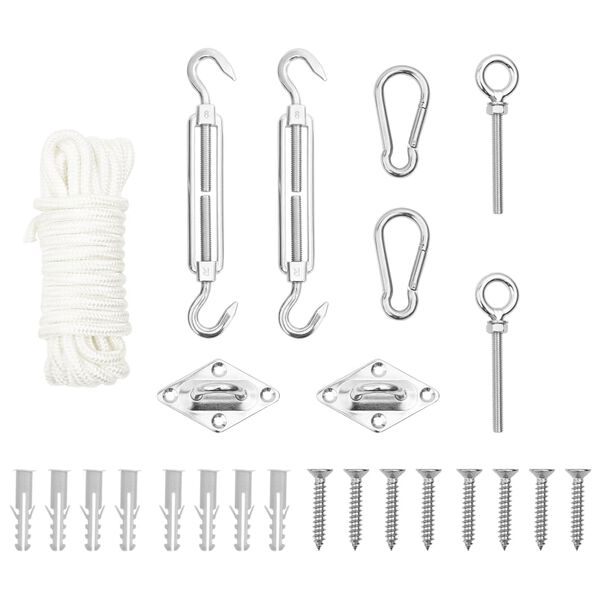 vidaXL 9 Piece Sunshade Sail Accessory Set Stainless Steel
