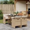 vidaXL 5 Piece Garden Dining Set with Cushions Beige Poly Rattan
