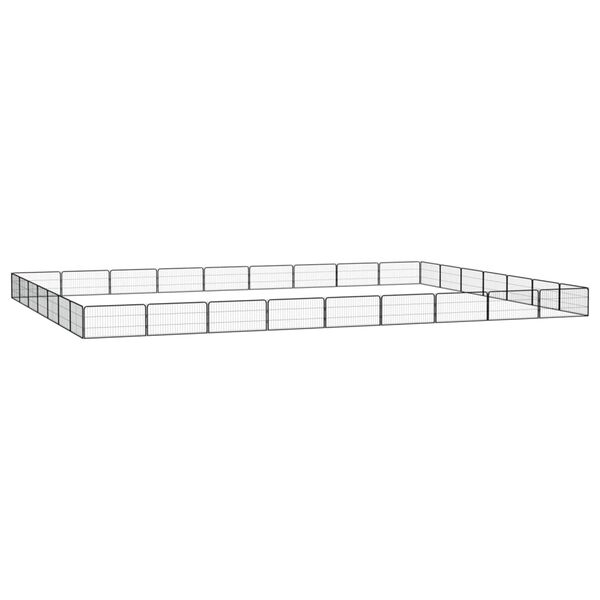 vidaXL 32-Panel Dog Playpen Black 100x50 cm Powder-coated Steel