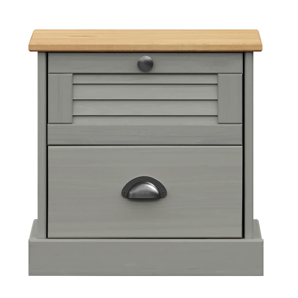 vidaXL Bedside Cabinet VIGO Grey 42x35x42 cm Solid Wood Pine