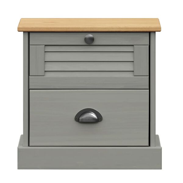 vidaXL Bedside Cabinet VIGO Grey 42x35x42 cm Solid Wood Pine