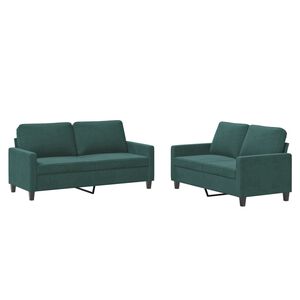 vidaXL 2 Piece Sofa Set with Cushions Dark Green Velvet