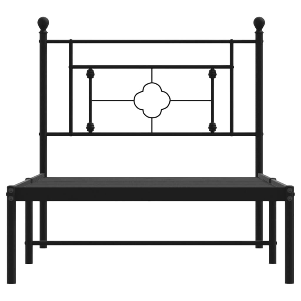 vidaXL Metal Bed Frame without Mattress with Headboard Black 100x200cm