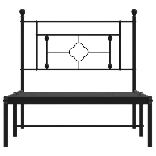 vidaXL Metal Bed Frame without Mattress with Headboard Black 100x200cm