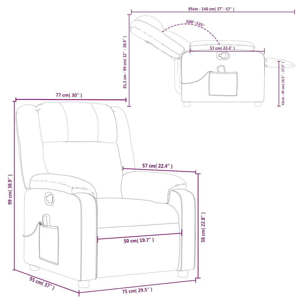 vidaXL Massage Recliner Chair Dark Grey Fabric