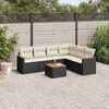 vidaXL 7 Piece Garden Sofa Set with Cushions Black Poly Rattan