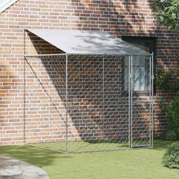 vidaXL Dog Cage Silver 200 x 200 x 258 cm Steel and PE