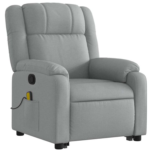 vidaXL Stand up Massage Recliner Chair Light Grey Fabric