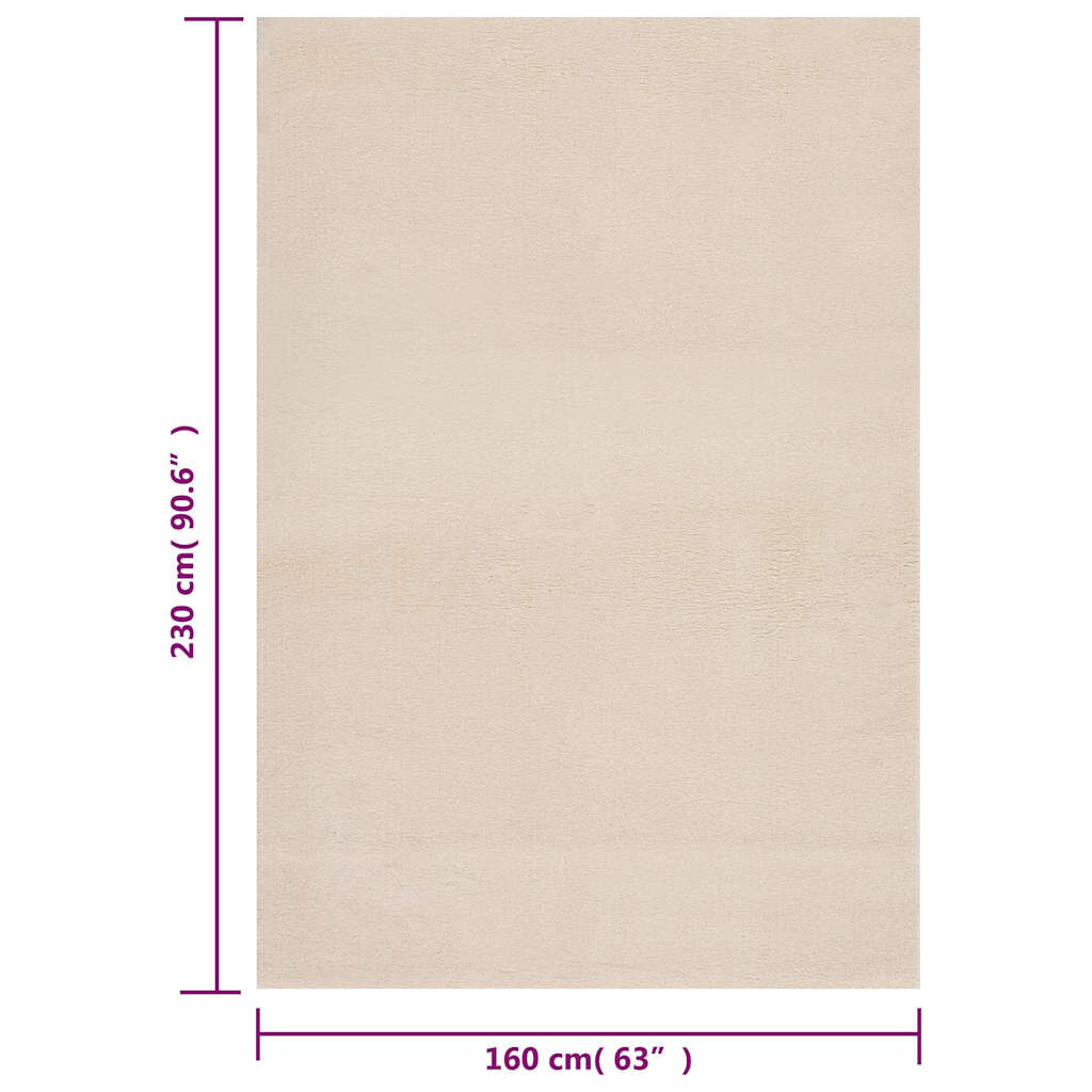 vidaXL Washable Rug Soft Shaggy Beige 160x230 cm Anti Slip