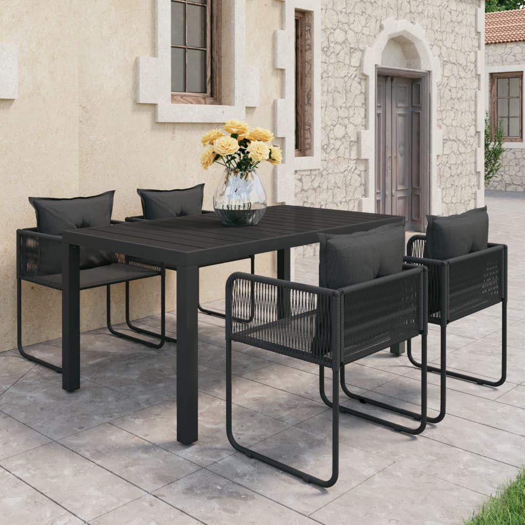 vidaXL 5 Piece Garden Dining Set PVC Rattan Black