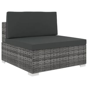 vidaXL Sectional Middle Seat with Cushions Poly Rattan grey