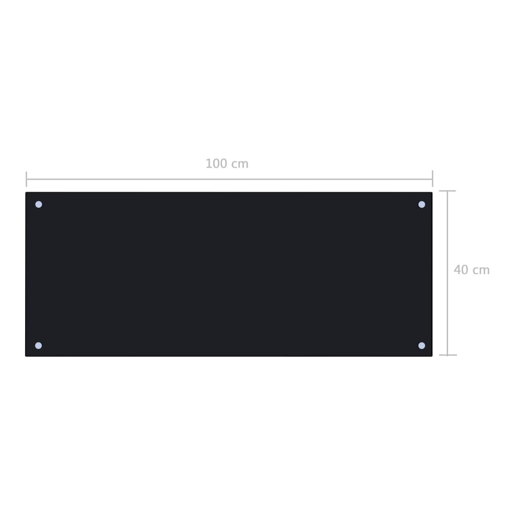 vidaXL Kitchen Backsplash Black 100 x 40 cm Tempered Glass