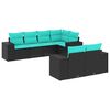 vidaXL 7 Piece Garden Sofa Set with Cushions Black Poly Rattan