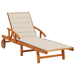 vidaXL Garden Sun Lounger with Cushion Solid Wood Acacia