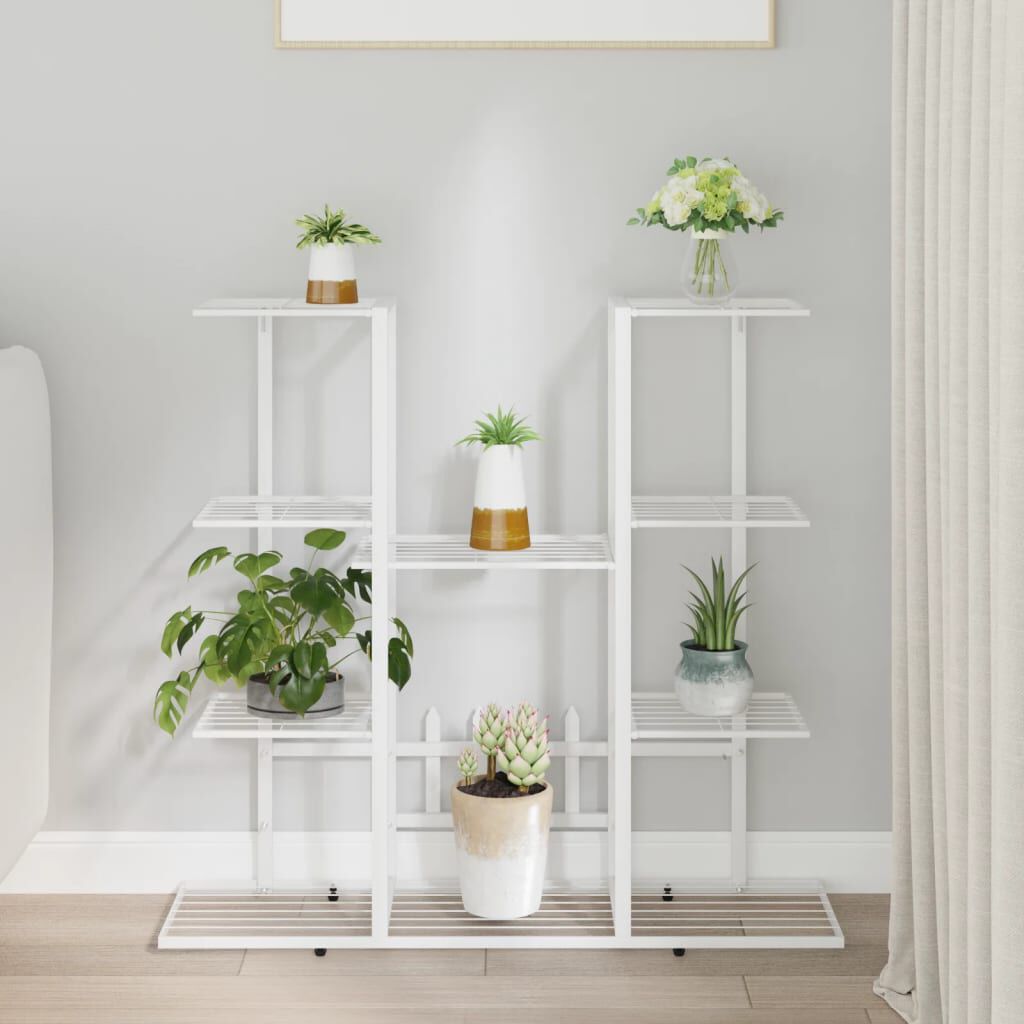 vidaXL Flower Stand 94.5x25x89 cm White Iron