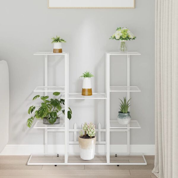vidaXL Flower Stand 94.5x25x89 cm White Iron