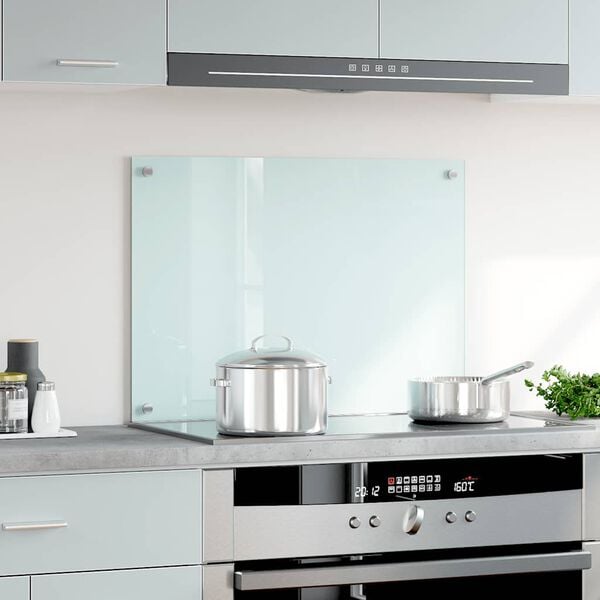 vidaXL Kitchen Backsplash White 70 x 50 cm Tempered Glass