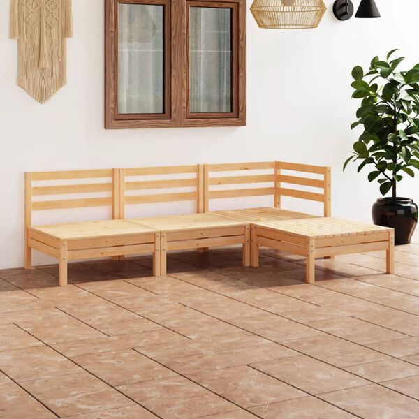 vidaXL 4 Piece Garden Lounge Set Solid Pinewood