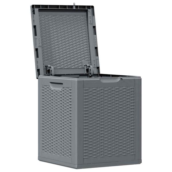 vidaXL Garden Storage Box Grey PP Rattan 90 L