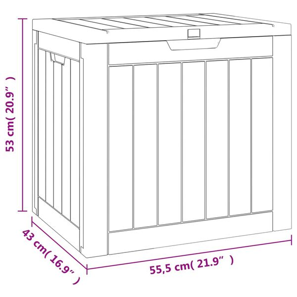 vidaXL Garden Storage Box Black 55.5x43x53 cm Polypropylene