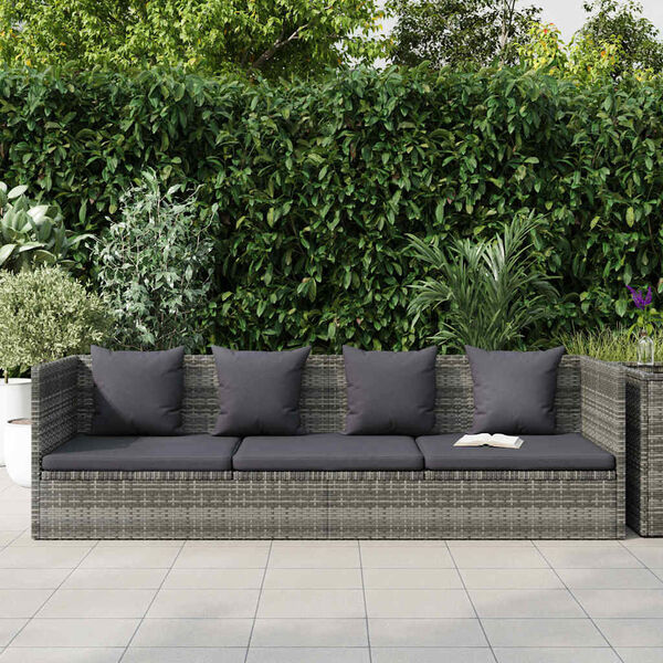 vidaXL Garden Bed Grey 200x60 cm Poly Rattan