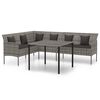 vidaXL 2 Piece Garden Dining Set with Cushions Grey Poly Rattan