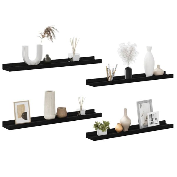 vidaXL Wall Shelves 4 pcs Black 60x9x3 cm