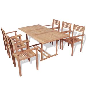 vidaXL 7 Piece Outdoor Dining Set Solid Teak Wood