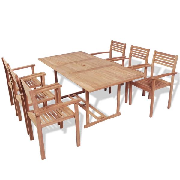vidaXL 7 Piece Outdoor Dining Set Solid Teak Wood