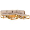 vidaXL 6 Piece Garden Lounge Set with Taupe Cushions Solid Wood