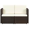 vidaXL 2 Seater Garden Sofa with Cushions Brown Poly Rattan