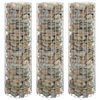 vidaXL Circular Gabion Raised Beds 3 pcs Galvanised Steel Ø30x100 cm