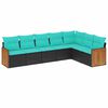 vidaXL 7 Piece Garden Sofa Set with Cushions Black Poly Rattan