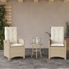vidaXL 3 Piece Bistro Set with Cushions Beige Poly Rattan