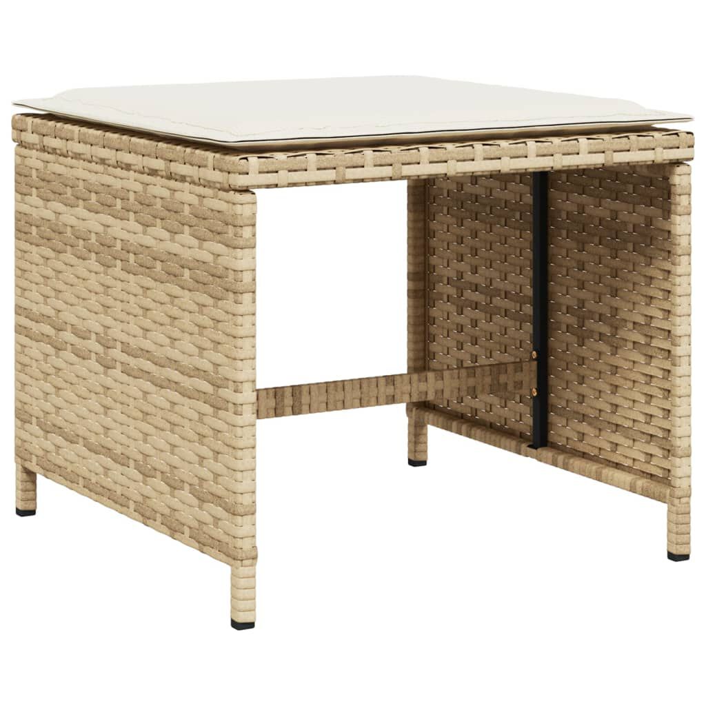 vidaXL 9 Piece Garden Dining Set with Cushions Beige Poly Rattan